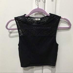 Black lace detailed crop top